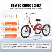 Charger l'image dans la visionneuse de galerie, Amocart 20-26inch Folding Adult Tricycle 7 Speed Carbon Steel 3 Wheels with Basket Adjustable Seat Shopping Picnic For Seniors