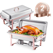 Load image into Gallery viewer, SucceBuy 8QT Rectangle Chafing Dish 2/4/6 Packs w/ Full Size Pans Buffet Catering Warmer Server Folding Stand Fuel Holder Tray