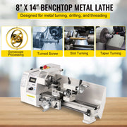 Load image into Gallery viewer, SucceBuy Mini Metal Lathe 8x14'' 2250PRM Variable Speed 600W Metal Working Lathe Milling Machine, Various Types of Metal Turning - AMOCART