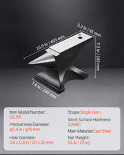 Load image into Gallery viewer, SucceBuy Single Horn Anvil Cast Steel Anvil High Hardness Rugged Round Horn Anvil for Blacksmiths Stable Base Metal Working Tool