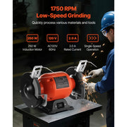 Load image into Gallery viewer, Amocart Bench Grinder Single Speed Bench Grinder 1750RPM Low-Speed Table Grinders with Induction Motor Adjustable Tool Rest
