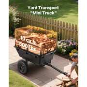 Load image into Gallery viewer, SucceBuy Garden Utility Trailer 10 Cu. Ft 500lbs ATV UTV Hauling Trailer Tow Behind Poly Dump Cart with 16" Tires for Lawn Mower - AMOCART