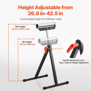 Load image into Gallery viewer, SucceBuy Roller Stand 135lbs/250lbs LBC Adjustable Height with 11.5in Polished Steel Roller Head Woodworking Extension Support - AMOCART