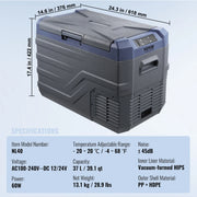 Charger l'image dans la visionneuse de galerie, Amocart 8L to 75L Car Refrigerator Fridge Portable Icebox Single&Dual Zone w/Blue Tooth Temp Adjustable for Outdoor Camping RV