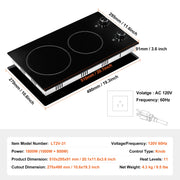 Bild in Galerie-Viewer laden, SucceBuy 12 inch Electric Cooktop 2 Burners Built-in Electric Stove Top Ceramic Top Radiant Cooktop w/ Glass Panel Knob Control