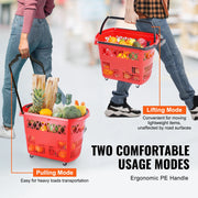 Bild in Galerie-Viewer laden, SucceBuy 6PCS Shopping Baskets 39L Rolling Shopping Carts with Handles & Wheels Portable for Supermarkets Retail Stores Grocery