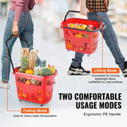 Charger l'image dans la visionneuse de galerie, Amocart 6PCS Shopping Baskets 39L Rolling Shopping Carts with Handles & Wheels Portable for Supermarkets Retail Stores Grocery