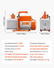 Load image into Gallery viewer, Amocart Vacuum Pump & Oil Bottle 3.5CFM/4CFM/5CFM 1-Stage or 6CFM 9CFM 2-Stage, R134a R22 R410a Systems Conditioner Maintenance