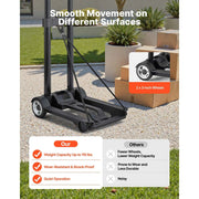 Load image into Gallery viewer, Amocart Folding Hand Truck 110lbs Capacity Collapsible Luggage Cart w/ 2Wheels&1 Elastic Rope Utility Dolly Platform Cart Black