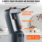 Load image into Gallery viewer, SucceBuy Commercial Immersion Blender 500 Watt Heavy Duty Hand Mixer Variable Speed Kitchen Stick Mixer with 304 Stainless Steel