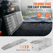 Load image into Gallery viewer, Live Animal Cage Trap Humane Cat Rodent Control Folding with Handle for Rabbits Stray Cats Squirrels Raccoons Groundhog