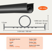 Load image into Gallery viewer, SucceBuy 3m 4.8m 6m Garage Door Seals Bottom Rubber U Shape +O Ring Garage Door Weather Stripping Universal Weatherproof Rubber - AMOCART