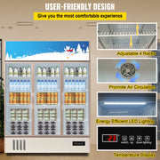 Load image into Gallery viewer, SucceBuy Triple Swing Door Commercial Refrigerator Display Fridge Upright Beverage Cooler Glass Door with LED Light - AMOCART
