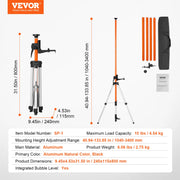 Load image into Gallery viewer, SucceBuy Laser Level Tripod 1/4"-20 & 5/8"-11 Thread Mount 40.94-133.85in Height Adjustment with Level Bubble & Heavy-duty Stand