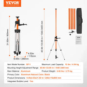 Load image into Gallery viewer, SucceBuy Laser Level Tripod 1/4"-20 & 5/8"-11 Thread Mount 40.94-133.85in Height Adjustment with Level Bubble & Heavy-duty Stand