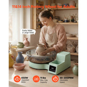 Bild in Galerie-Viewer laden, Amocart 450W Pottery Wheel 14" and 11" Turntables with Foot Pedal 30-300 RPM Adjustable Speed for Beginners DIY Clay Art Craft