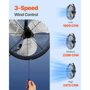 Charger l'image dans la visionneuse de galerie, SucceBuy Ventilateur mural industriel haute vitesse Ventilateur mural étanche avec pales en aluminium pour atelier, entrepôt, serre
