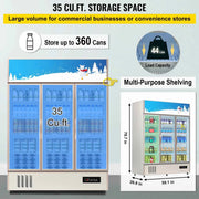 Load image into Gallery viewer, SucceBuy Triple Swing Door Commercial Refrigerator Display Fridge Upright Beverage Cooler Glass Door with LED Light