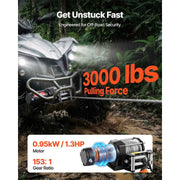 Bild in Galerie-Viewer laden, Amocart 3000LBS Electric Winch 12V Wired ATV/UTV Winch with 3/16in x 39.4ft Steel Wire Rope IP55 Waterproof for Towing Off-Road