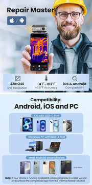 Bild in Galerie-Viewer laden, Thermal Camera P1 IOS& Android Phone 320*240 X³IR Resolution Infrared Thermal Imaging Camera Air Conditioning HVAC Inspection