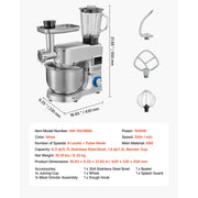 Bild in Galerie-Viewer laden, 【Premium】Amocart 5.7/6/7.8L Stand Mixe Electric Kitchen Mixer 1500W Dough-Mixer, 6+P Speeds Tilt-head Food-Mixer with 1.5 L Bl