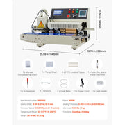 Load image into Gallery viewer, SucceBuy Continuous Bag Band Sealing Machine 0.24-0.47in Width Horizontal Band Sealer with Ink Printing for 0.001-0.03 in Bags