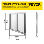 Load image into Gallery viewer, Amocart Stainless Steel BBQ Cabinet Access Door W/ Recessed Handle for Indoor/Outdoor Kitchen BBQ Island Kitchen Sink Fireplace