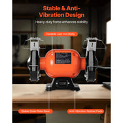 Charger l'image dans la visionneuse de galerie, Meuleuse d'établi SucceBuy, meuleuse d'établi à vitesse unique 1750 tr/min, meuleuses de table à basse vitesse avec moteur à induction, support d'outil réglable