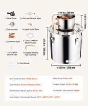 Load image into Gallery viewer, Amocart Alcohol Still 3 5 8Gal Stainless Steel Water Alcohol Distiller with Copper Coil Home Brewing Refining Fermentation Kit