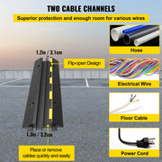 Load image into Gallery viewer, SucceBuy Cable Protector Ramp Wire Cable Cover Cord Guard 2 Channels Rubber + PVC 11000LBS Speed Bump Parking Driveway Traffic