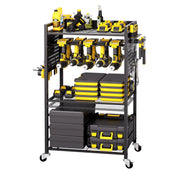 Bild in Galerie-Viewer laden, SucceBuy 4-tier Rolling Tool Organizer Cart 150 lbs Garage Floor Stand Storage Cart on Wheels Drill Holder Rack for Workshop