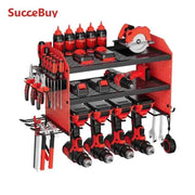 Charger l'image dans la visionneuse de galerie, Amocart 3-Layer Power Tool Wall Mount Holder Pegboard Wall Storage Tool Set Drill Screwdriver Storage Rack for Workshop/Garage