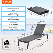 Bild in Galerie-Viewer laden, SucceBuy Chaise Lounge Chair Outdoor Aluminum Patio LoungeFolding Pool Lounge Recliner Full Flat for Patio Beach Pool Dark Grey