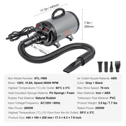 Load image into Gallery viewer, SucceBuy 2000W/2.7HP Dog Blow Dryer Adjustable Speed Temperature Control with 4 Nozzle and Extendable Hose for Pet Hair Grooming