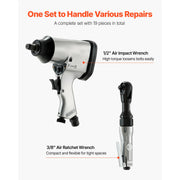 Load image into Gallery viewer, SucceBuy 1/2" Air Impact Wrench & 3/8" Ratchet Wrench Combo 19 Pieces Pro Air Tool and Accessories Kit for Auto Repair Home DIY - AMOCART