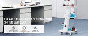 Charger l'image dans la visionneuse de galerie, Amocart Lab Trolley 3-Layer Rolling Cart Metal Mobile Trolley 220 lbs Weight Capacity for Lab Clinic Beauty and Salon