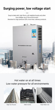Load image into Gallery viewer, Household Gas Water Heater 6L-18L Liquefied Gas Natural Low Water Pressure Instant Heating Battery Forced Exhaust Type