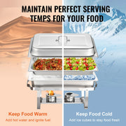 Load image into Gallery viewer, SucceBuy 8QT Rectangle Chafing Dish 2/4/6 Packs w/ Full Size Pans Buffet Catering Warmer Server Folding Stand Fuel Holder Tray