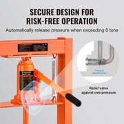 Load image into Gallery viewer, SucceBuy 6/12 Ton Hydraulic H-Frame Garage Floor Adjustable Shop Press with Plates 6/12T Orange for Garage or Professional Shop