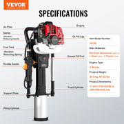 Load image into Gallery viewer, Amocart 37.77cc Gas-Powered T Post Driver 4-Stroke Engine Gasoline Fence Piling Pounder with 3 Post Driving Head(45/55/88 mm)