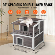 Load image into Gallery viewer, SucceBuy Outdoor Cat House Weatherproof Feral Cat Shelter 2-story Large Outdoor Wooden Cat House with Balcony Door and Open Roof - AMOCART