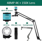 Bild in Galerie-Viewer laden, 4K Microscope For Electronics 48MP Digital Microscope Camera Optional 1-150x Lens LED Light Foldable Bracket Phone Pcb Soldering