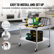 Load image into Gallery viewer, SucceBuy Stainless Steel Work Table Commercial Food Prep Worktable with 4 Wheels Heavy Duty Prep Worktable for Restaurant Home