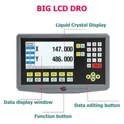 Load image into Gallery viewer, LCD DRO Display YH800-2 2 Axis 19 language AC90-260V Displacement sensor 50-1000mm Linear Scale Encoder Grating Ruler
