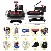 Load image into Gallery viewer, SucceBuy 5/8in1 15x15"/12x15"Dual-tube Heating Insulation Cotton Heat Press Sublimation Machine 360°Swing Design for Tshirts Etc