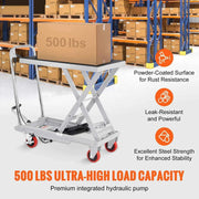 Load image into Gallery viewer, Amocart 330/500lbs Hydraulic Lift Table Cart Manual Single Scissor Platform with 4Wheels and Non-slip Pad for Material Handling