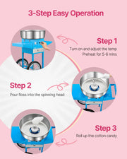 Load image into Gallery viewer, SucceBuy Electric Cotton Candy Machine with Cart Commercial Candy Floss Maker with 20.5 in Stainless Steel Bowl, Sugar Scoop