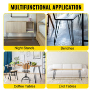 Charger l'image dans la visionneuse de galerie, SucceBuy 4Pcs Metal Table Legs 16-40 Inch 3-Rod Hairpin Furniture Legs DIY Home Bench Dining Desk End Coffee Table Feet