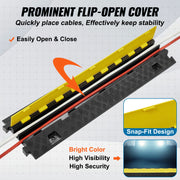 Load image into Gallery viewer, SucceBuy Cable Protector Ramp 1/3/5 PCS 2Channel Heavy Duty Wire Cord Cover Ramp with TPR Flip-Open Top Cover Traffic Speed Bump - AMOCART