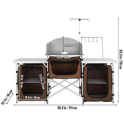 Load image into Gallery viewer, SucceBuy Camping Outdoor Kitchen Table Cabinet Foldable Folding Cooking Storage Rack Aluminum Alloy Bracket for BBQ Picnic - AMOCART